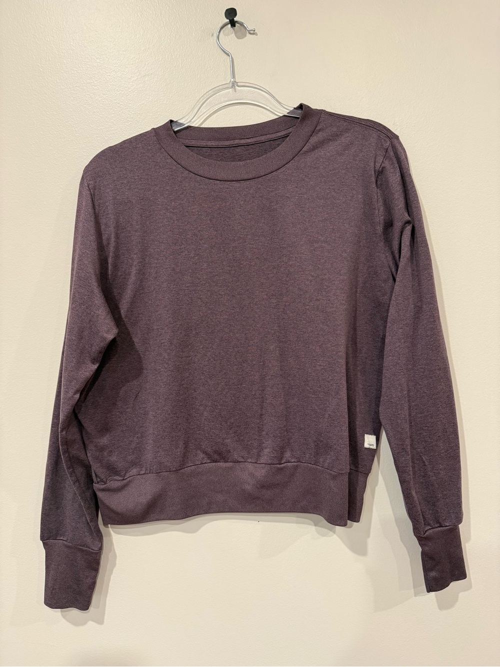 Vuori Women's Daydream Crew Long Sleeve Tee Heathered Plum Purple Gray Medium